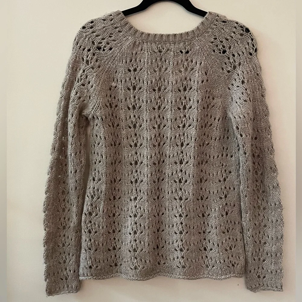 AMERICAN EAGLE OUTFITTERS Crochet Wool Blend Tan Sweater Size Small